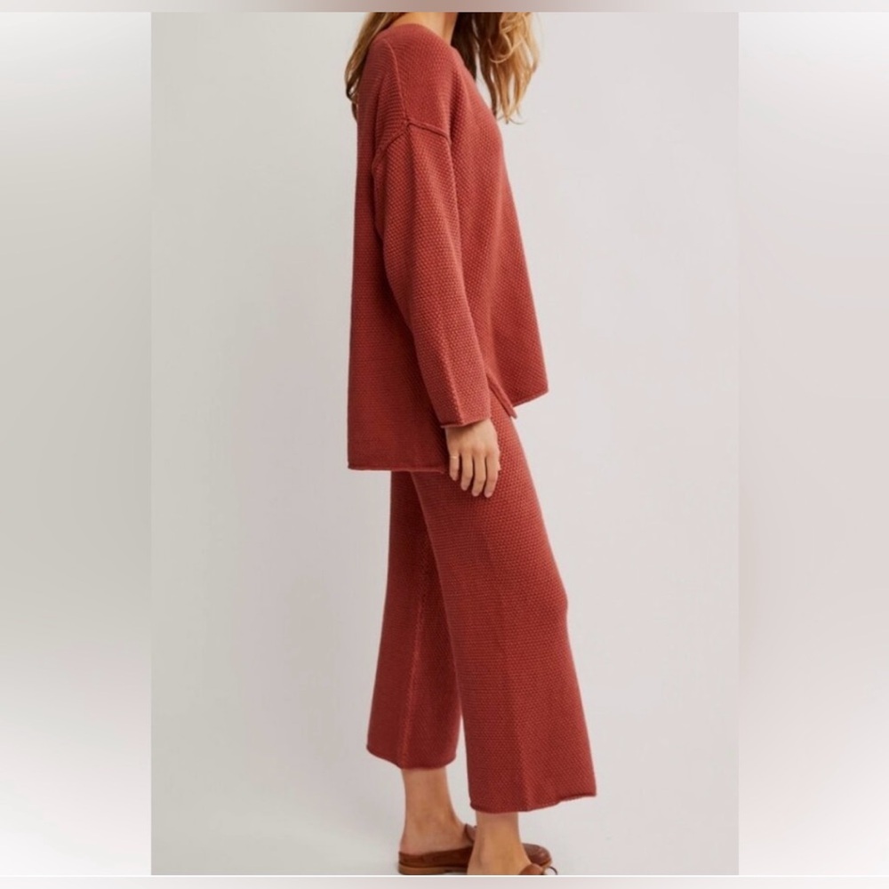 Free People Beach Hailee Sweater Henley and Wide Leg Knit Set Size XS - Picture 3 of 15